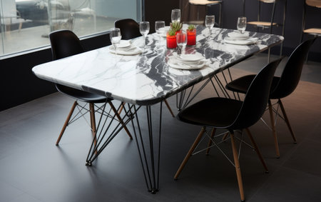 Modern Living Marble Dining Table and Eiffel Chairsの素材