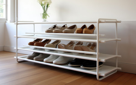 Sleek White Armoire and Shoe Rack Comboの素材