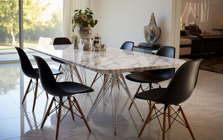 Modern Living Marble Dining Table and Eiffel Chairsの素材