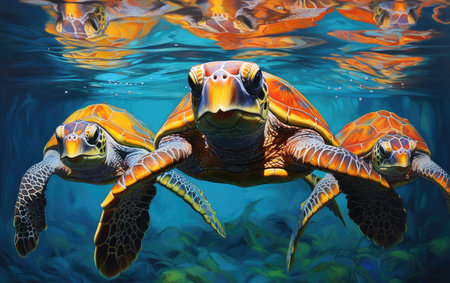 Underwater Synchrony Dancing Turtles Delightの素材