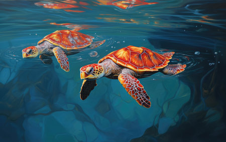Underwater Synchrony Dancing Turtles Delightの素材