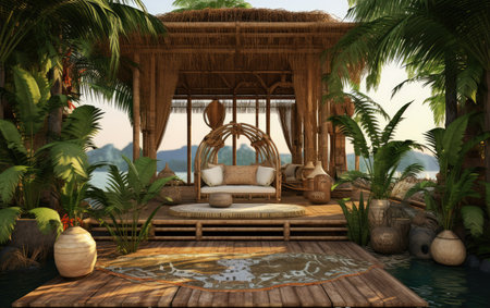 Exotic Bamboo Lounger on a Tropical Isleの素材