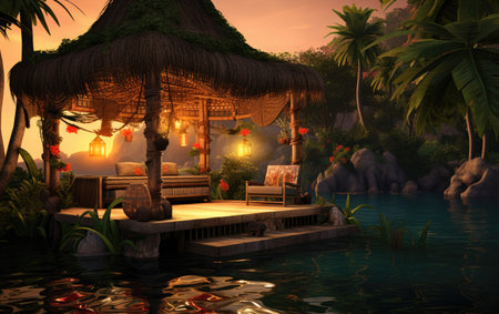 Exotic Bamboo Lounger on a Tropical Isleの素材