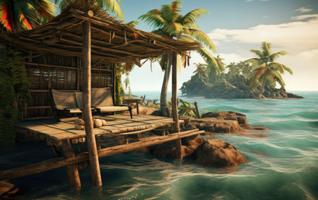 Exotic Bamboo Lounger on a Tropical Isleの素材