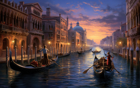 Romantic Gondola Journey in Veniceの素材