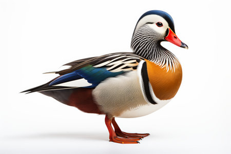 Elegant Mandarin Duck Portrait Isolated on transparent backgroundの素材