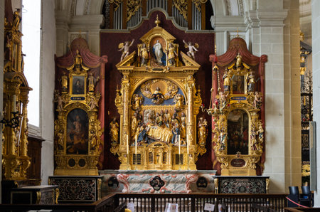 Inside view of Hofkirche St. Leodegar Church in Lucern Switzerlandのeditorial素材