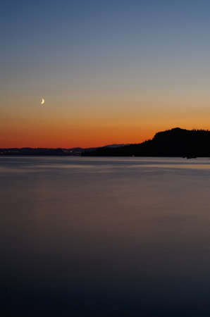 Beautiful lake view in Italy after sunset 2019の写真素材