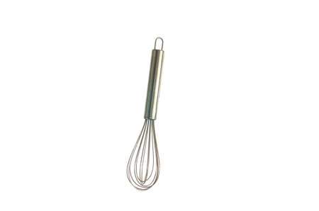 Single small metal food whisker close up shot isolated on pure white 2020の写真素材