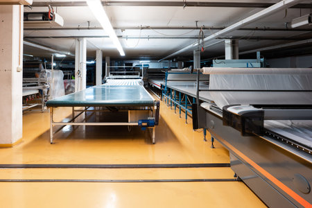 Small bankrupt garment apparel factory print line industrial equipment unused.