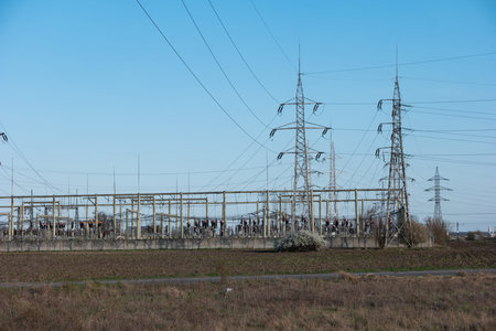 Power plant electricity transformer station and lines.