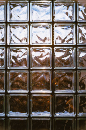 Glass block window frame, close up interior shot, no people.の写真素材