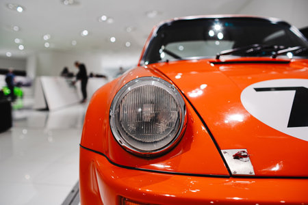 14-09-2024, Stuttgart, Germany. Porsche Museum. Porsche 011 headlight unit. Close up shot, shallow depth of fieldのeditorial素材