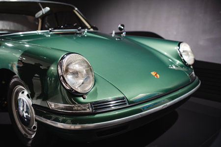 14-09-2024, Stuttgart, Germany. Porsche Museum. Porsche 011 headlight unit. Close up shot, shallow depth of fieldのeditorial素材