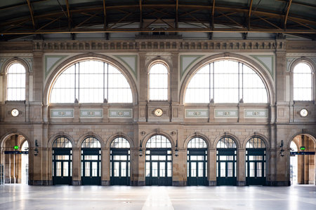Zurich international main train station. Interior atrium hall view,beautiful architecture, large...