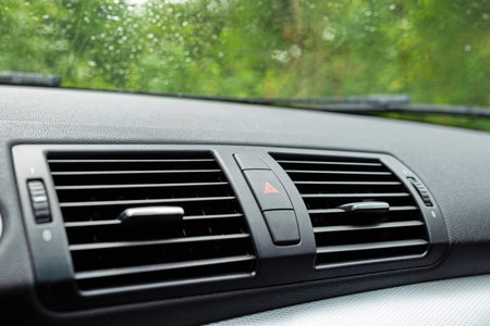 Car dashboard air ventilation grills. Close up shot, no peopleの写真素材