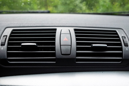 Car dashboard air ventilation grills. Close up shot, no peopleの写真素材