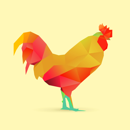polygonal illustration of roosterのイラスト素材