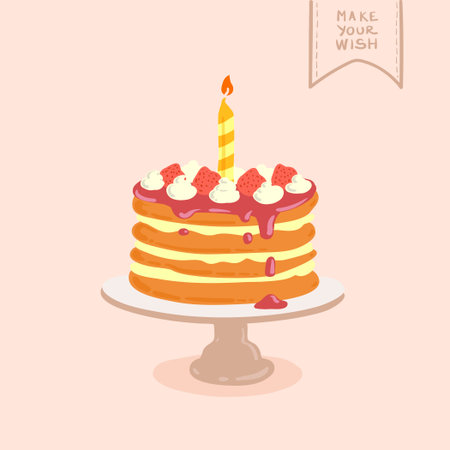 doodle hand drawn illustration of birthday cake