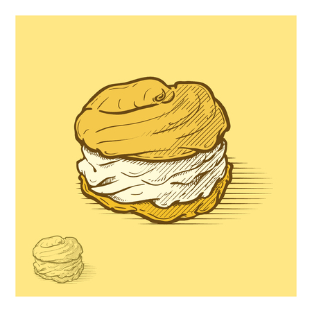 Cream puffs hand drawn illustrationのイラスト素材