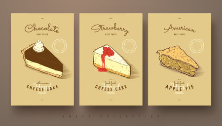 collection of sweets, cheese cakes and apple pie