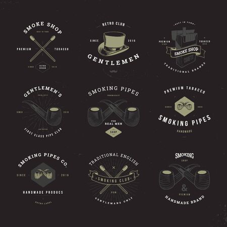 smoking pipes hipster set invertのイラスト素材