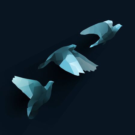 Birds Flying, polygon illustration of doveのイラスト素材