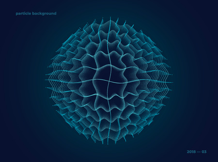 particle crossing waves in circle, vector backgroundのイラスト素材