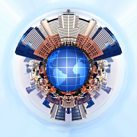 An illustration of the Earth urbanization process.の写真素材