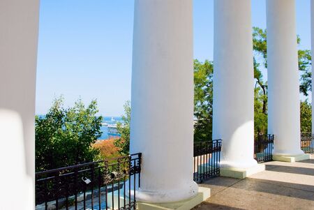 A fragment of a colonnade. A view from the inside.の写真素材