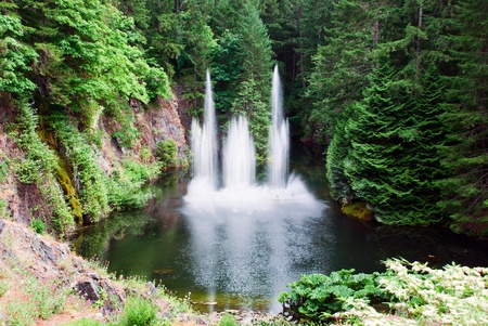 Fontaine of Butchart Gardens Victoria BC Canadaの写真素材