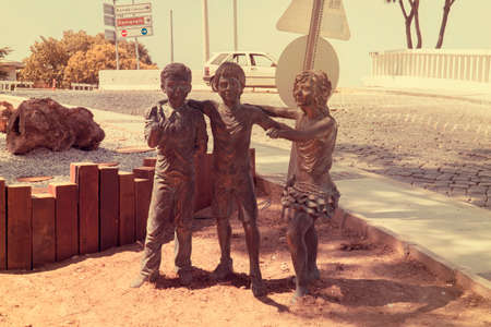 Children playing sculptureの写真素材