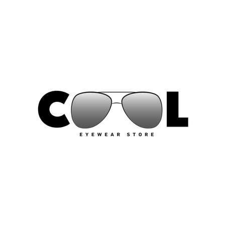 Cool vector design, with illustration of colored sunglasses in between of letters C and L.のイラスト素材