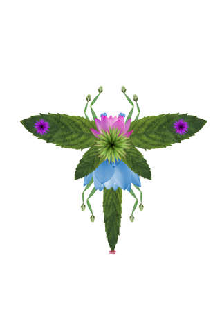 the insect made of flowersの写真素材