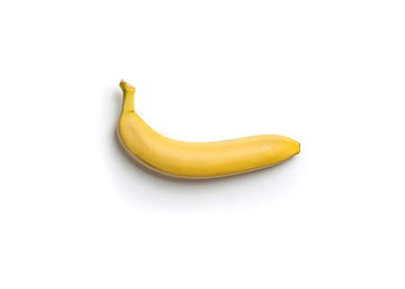 yellow banana on a white backgroundの写真素材