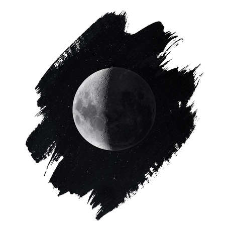 space and moon image on brush floorの写真素材