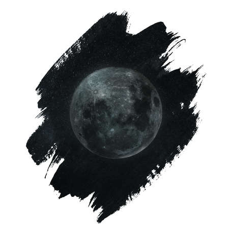 space and moon image on brush floorの写真素材