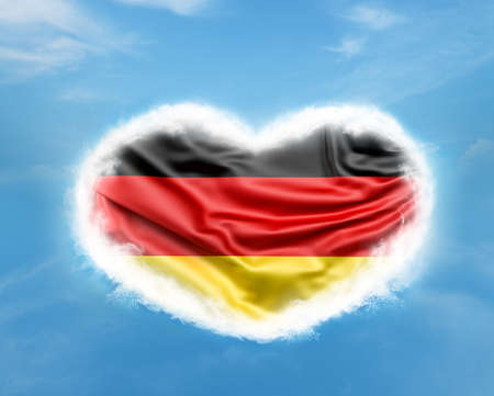Germany flag inside heart in skyの写真素材