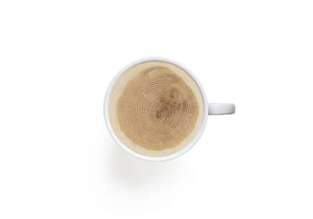 coffee cup top view and tree cross sectionの写真素材