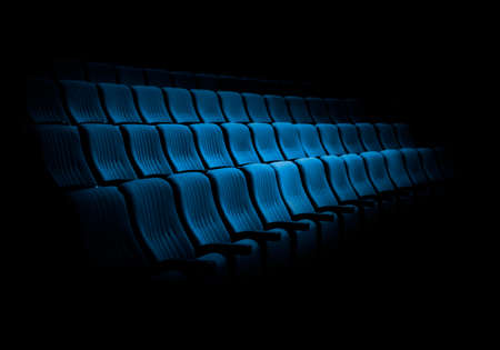blue cinema or theater chairの写真素材