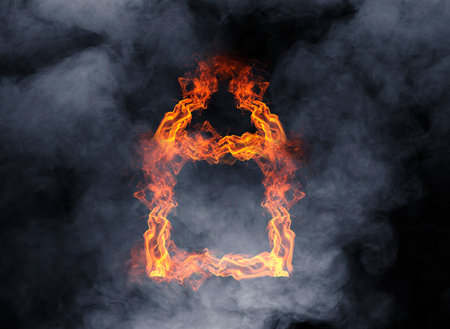 House sign made of burning flame