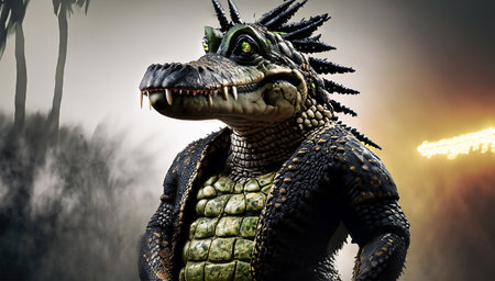 3D rendering of a fantasy dragon in the dark forest. fantasy dragon.の写真素材