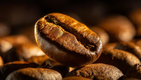 Coffee beans on a dark background. Close-up.の素材