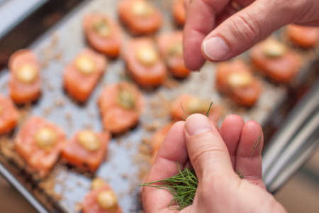 making salmon mealの写真素材
