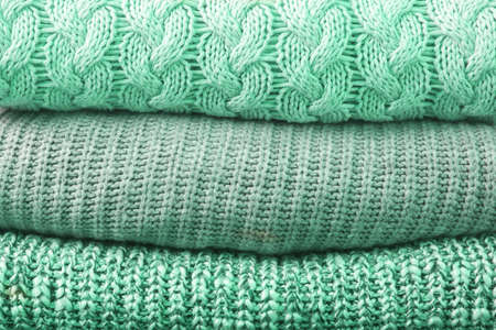 Trendy neo mint tissue texture background. Pattern of clothes as fashion trend concept.の写真素材