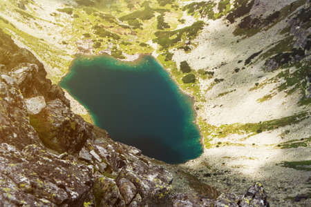 Mountain lake picturesque scenery. High rocks. Beautiful landscape. Slovakia, Tatry.の写真素材