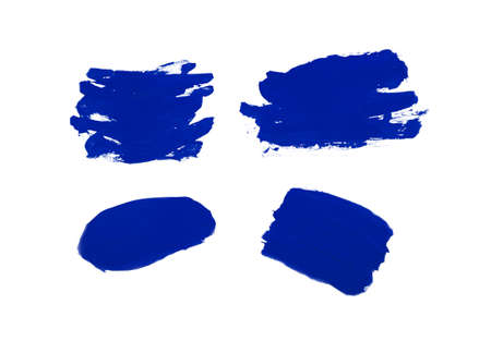 Set of strokes of the blue color paint brush isolated on white. Trend of 2020. White background.の写真素材