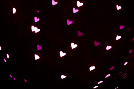 Overlay blurry background of purple hearts bokeh, for Valentine's or holidays card design