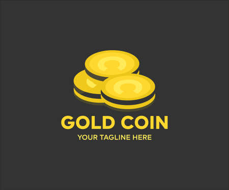 Gold coin logo design. Virtual money, internet, success, bank, business vector design and illustration.のイラスト素材