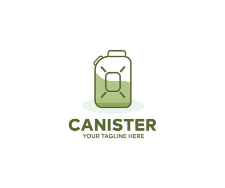 Metal Canister for liquid fuel logo design. Metal Jerrycan with Free Space vector design and illustration.のイラスト素材